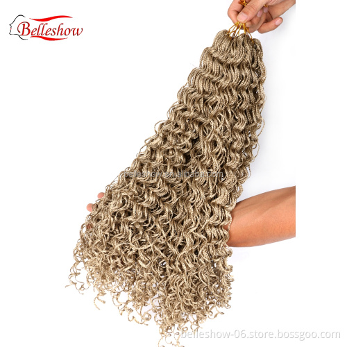 Hot sell extensions 20 inch new micro knot  curly  long crochet synthetic braiding hair curly 3x box braid hair zizi box braid